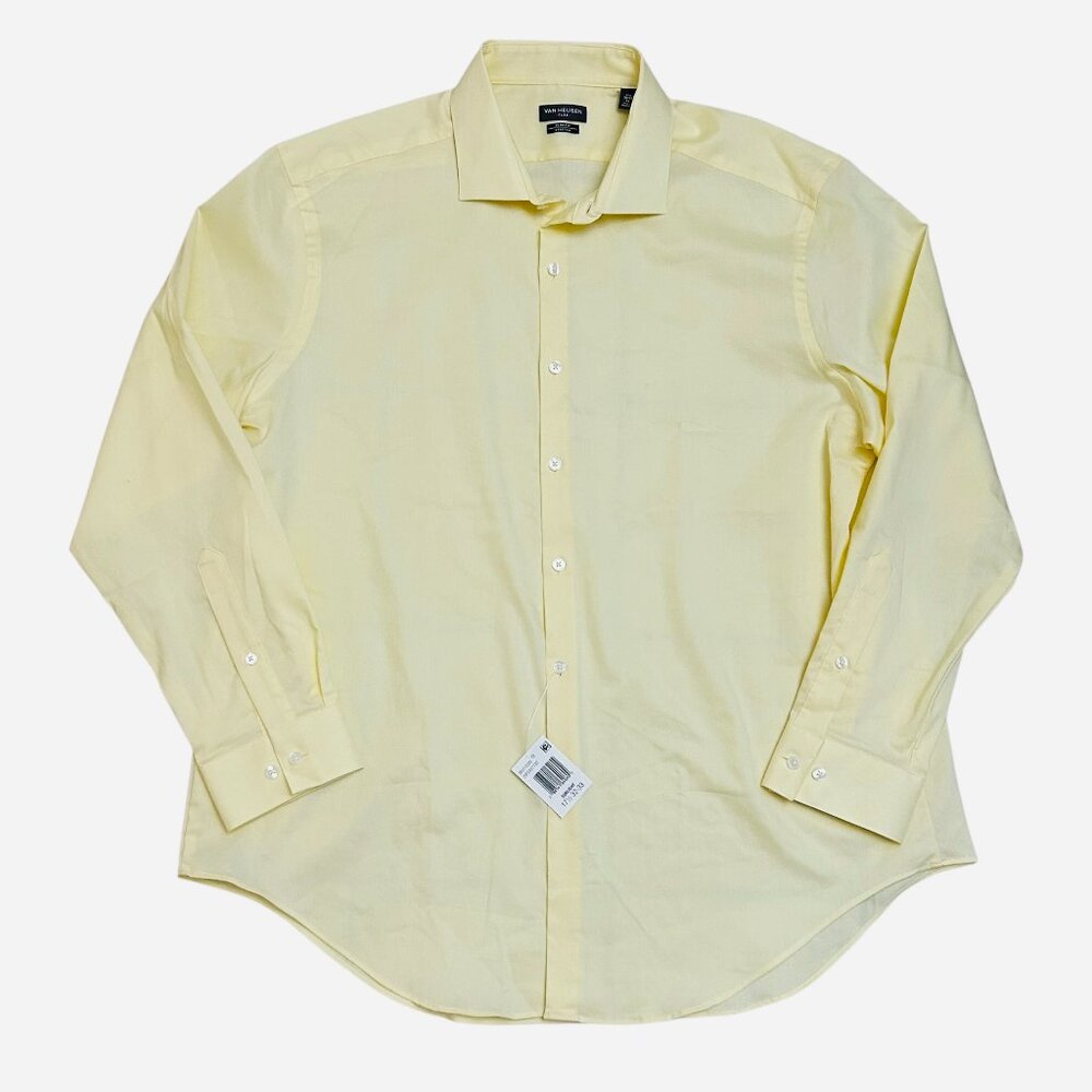 Van Heusen Men's Size XL 17.5 32/33 Button-down Long Sleeve Dress Shirt Yellow